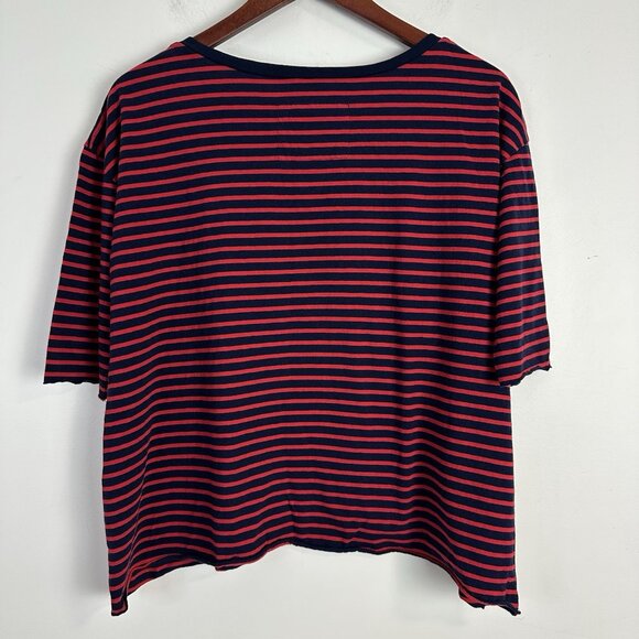NEW FRANK‎ & EILEEN JOSEPHINE STRIPED FRENCH TEE TOP NAVY RED LARGE - Picture 3 of 9